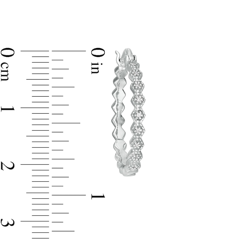 Main Image 5 of Diamond Accent Zig-Zag Hoop Earrings in Sterling Silver