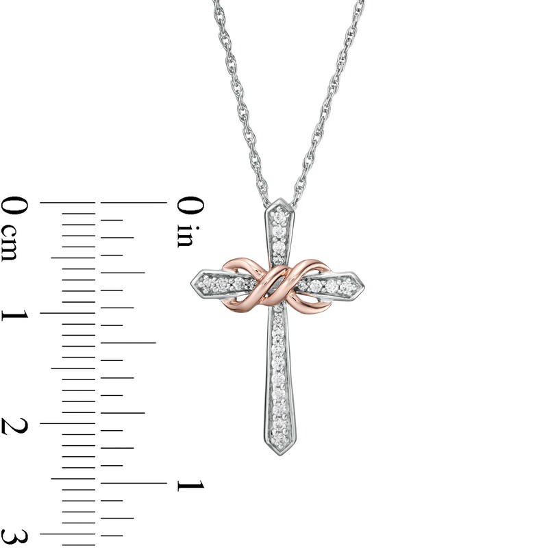 0.145 CT. T.W. Diamond Infinity Loop Cross Pendant in Sterling Silver