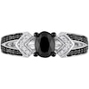 Thumbnail Image 3 of 1.02 CT. T.W. Oval Black Enhanced and White Diamond Collar Vintage-Style Split Shank Ring in Sterling Silver