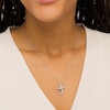 Thumbnail Image 2 of 0.29 CT. T.W. Diamond Loop Cross Pendant in Sterling Silver
