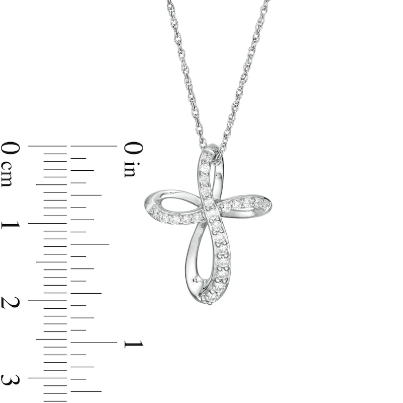 Main Image 3 of 0.29 CT. T.W. Diamond Loop Cross Pendant in Sterling Silver