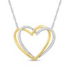 Thumbnail Image 1 of 0.117 CT. T.W. Diamond Interlocking Hearts Necklace in Sterling Silver and 10K Gold