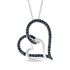 Thumbnail Image 1 of 0.37 CT. T.W. Black Enhanced Diamond Heart Link Pendant in Sterling Silver