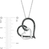 Thumbnail Image 3 of 0.37 CT. T.W. Black Enhanced Diamond Heart Link Pendant in Sterling Silver