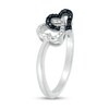 Thumbnail Image 3 of 0.04 CT. T.W. Black Enhanced and White Diamond Heart Link Ring in Sterling Silver