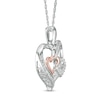 0.145 CT. T.W. Diamond Interlocking Heart Trio Pendant in Sterling Silver and 10K Rose Gold