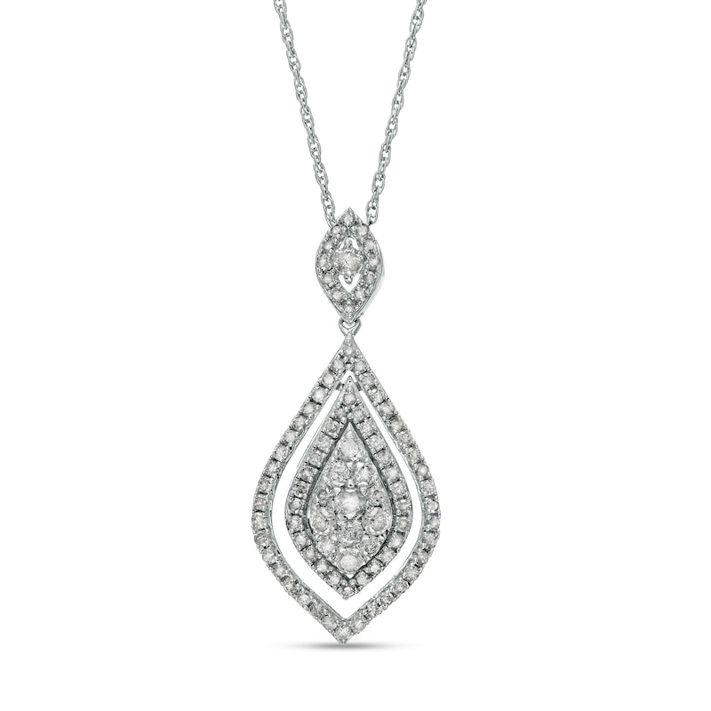 Main Image 1 of 0.95 CT. T.W. Diamond Flame Teardrop Pendant in 10K White Gold