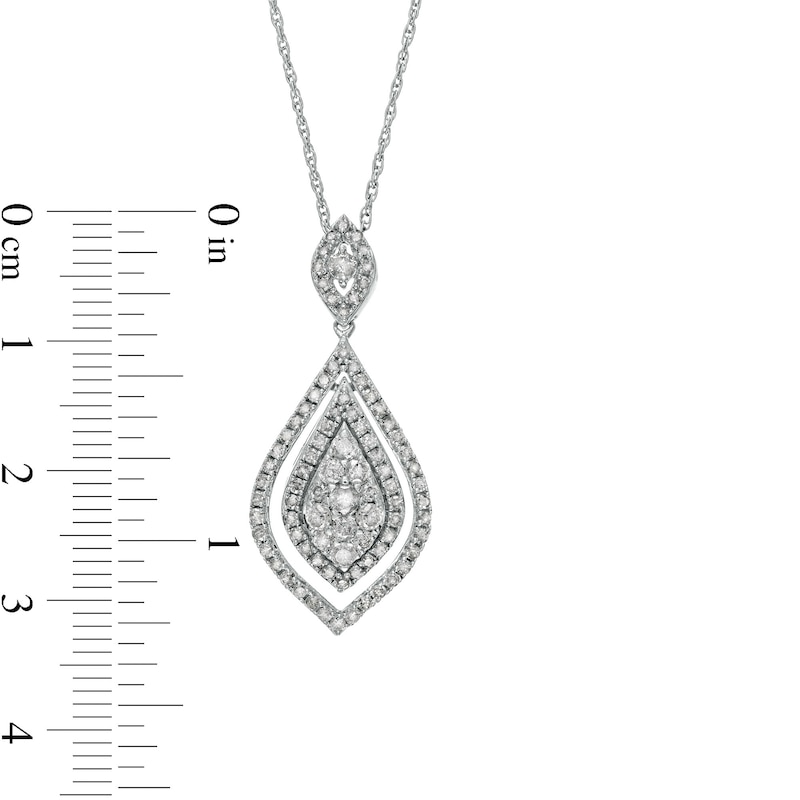 Main Image 3 of 0.95 CT. T.W. Diamond Flame Teardrop Pendant in 10K White Gold