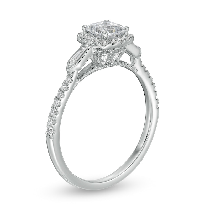 Emmy London 0.80 CT. T.W. Certified Princess-Cut Diamond Frame Collar Engagement Ring in 18K White Gold (F/VS2)