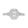 Thumbnail Image 3 of Emmy London 0.80 CT. T.W. Certified Emerald-Cut Diamond Double Frame Engagement Ring in 18K White Gold (F/VS2)