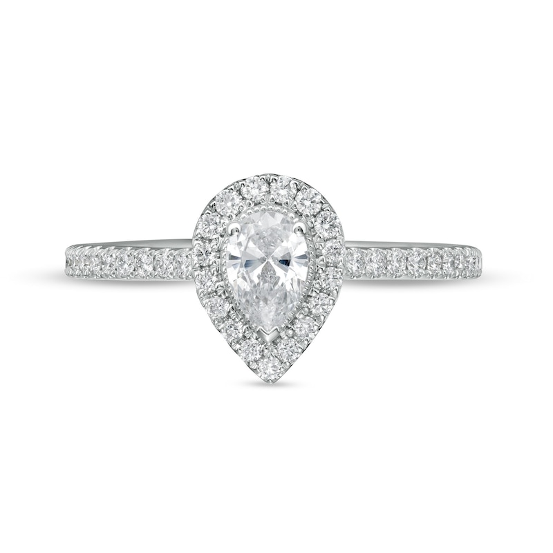 Main Image 4 of Emmy London 0.60 CT. T.W. Certified Pear-Shaped Diamond Frame Engagement Ring in 18K White Gold (F/VS2)