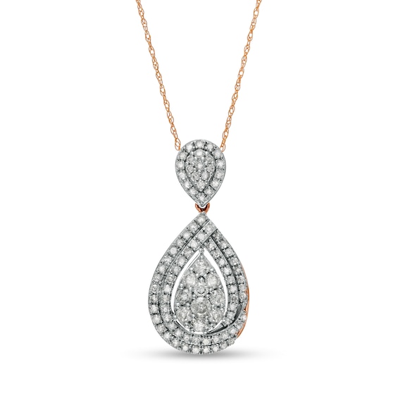0.95 CT. T.W. Composite Diamond Teardrop Pendant in 10K Rose Gold