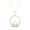 Thumbnail Image 1 of By Women for Women 0.25 CT. T.W. Diamond Circle Outline Lotus Flower Pendant in 10K Gold