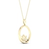 Thumbnail Image 3 of By Women for Women 0.25 CT. T.W. Diamond Circle Outline Lotus Flower Pendant in 10K Gold