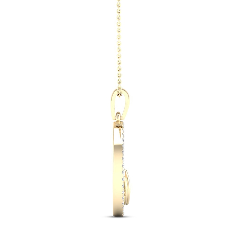 By Women for Women 0.25 CT. T.W. Diamond Circle Outline Lotus Flower Pendant in 10K Gold