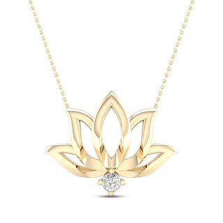 By Women for Women 0.05 CT. Diamond Solitaire Lotus Flower Necklace in 10K Gold
