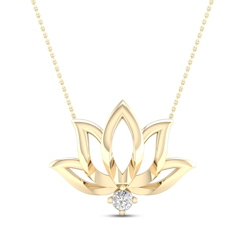 By Women for Women 0.05 CT. Diamond Solitaire Lotus Flower Necklace in 10K Gold|Peoples Jewellers