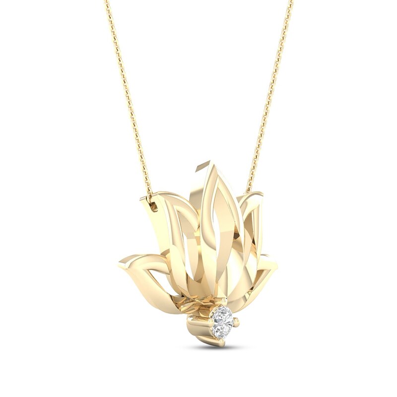 By Women for Women 0.05 CT. Diamond Solitaire Lotus Flower Necklace in 10K Gold|Peoples Jewellers