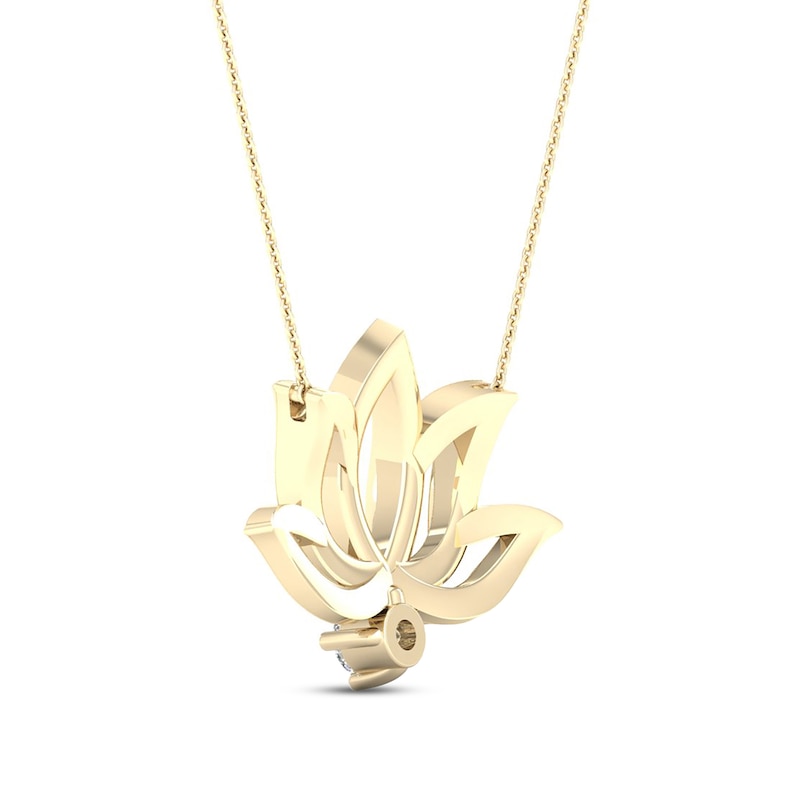 By Women for Women 0.05 CT. Diamond Solitaire Lotus Flower Necklace in 10K Gold|Peoples Jewellers