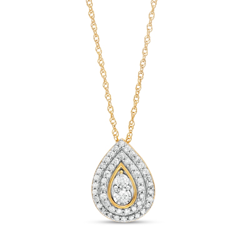 0.58 CT. T.W. Diamond Double Row Teardrop Pendant in 10K Gold|Peoples Jewellers