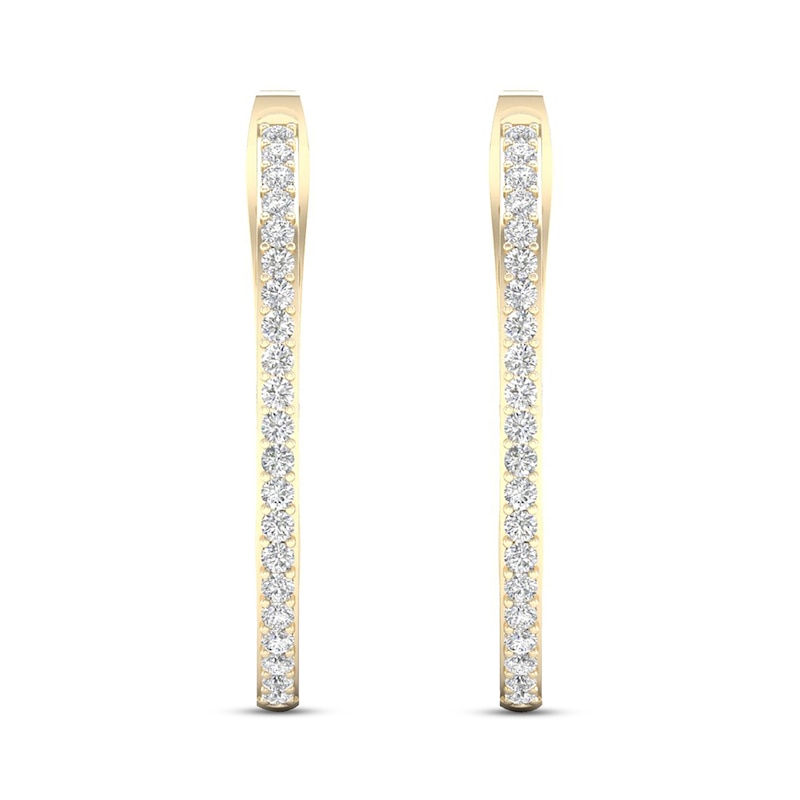 By Women for Women 0.33 CT. T.W. Diamond Lotus Flower Hoop Earrings in 10K Gold|Peoples Jewellers