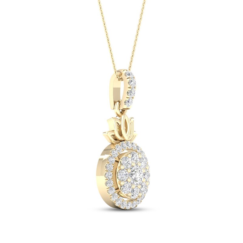 By Women for Women 0.33 CT. T.W. Composite Diamond Frame Lotus Flower Drop Pendant in 10K Gold|Peoples Jewellers