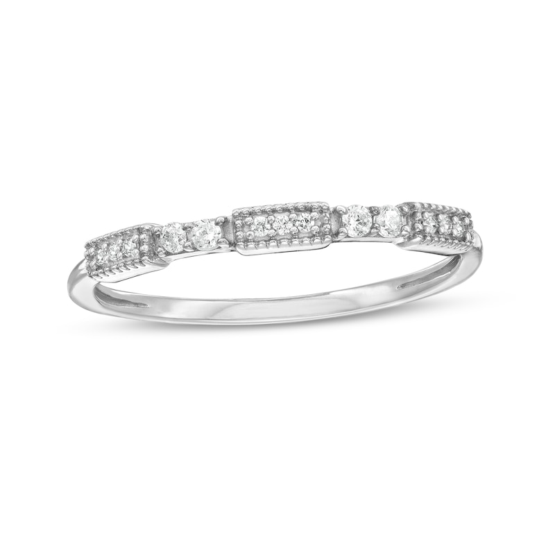 0.10 CT. T.W. Diamond Vintage-Style Stackable Band in 10K White Gold