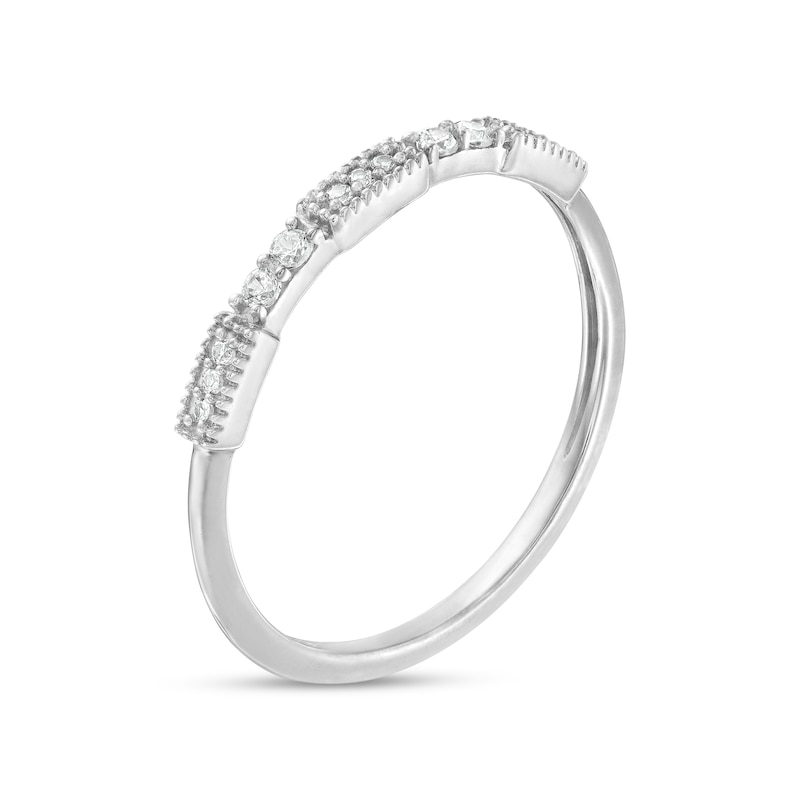 0.10 CT. T.W. Diamond Vintage-Style Stackable Band in 10K White Gold