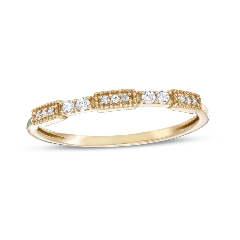 0.10 CT. T.W. Diamond Vintage-Style Stackable Band in 10K Gold