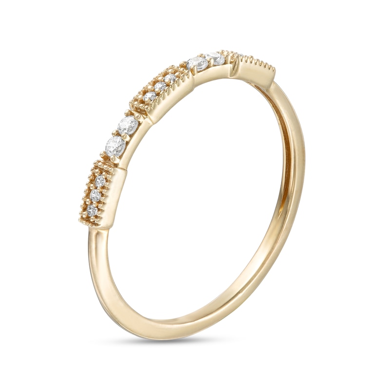 0.10 CT. T.W. Diamond Vintage-Style Stackable Band in 10K Gold