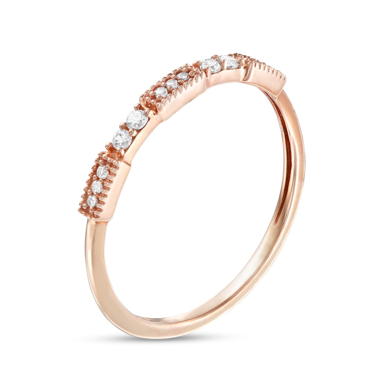 0.10 CT. T.W. Diamond Vintage-Style Stackable Band in 10K Rose Gold