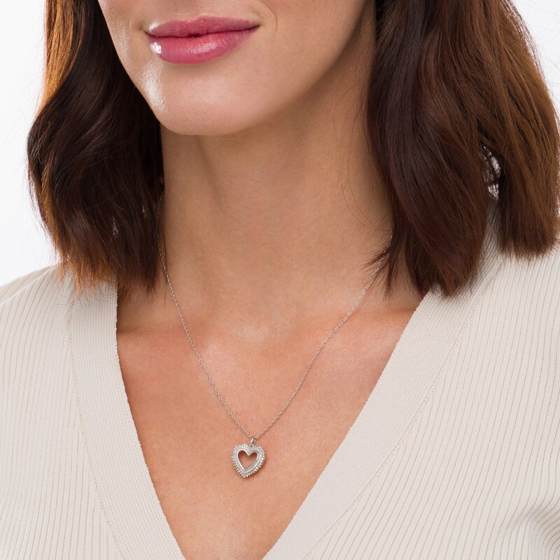 Main Image 2 of 0.29 CT. T.W. Diamond Shadow Heart Pendant in 10K White Gold