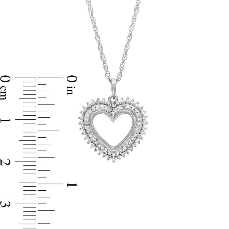Main Image 3 of 0.29 CT. T.W. Diamond Shadow Heart Pendant in 10K White Gold