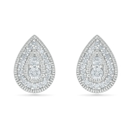 0.23 CT. T.W. Diamond Pear-Shaped Frame Vintage-Style Stud Earrings in 10K White Gold