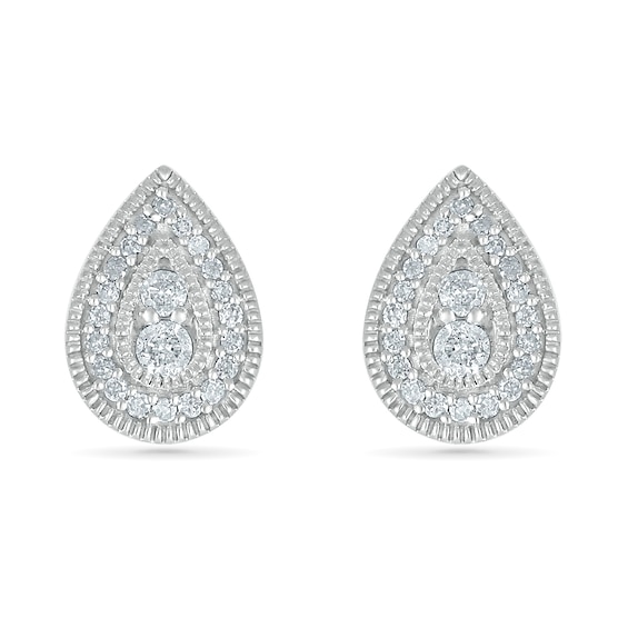 0.23 CT. T.W. Diamond Pear-Shaped Frame Vintage-Style Stud Earrings in 10K Gold