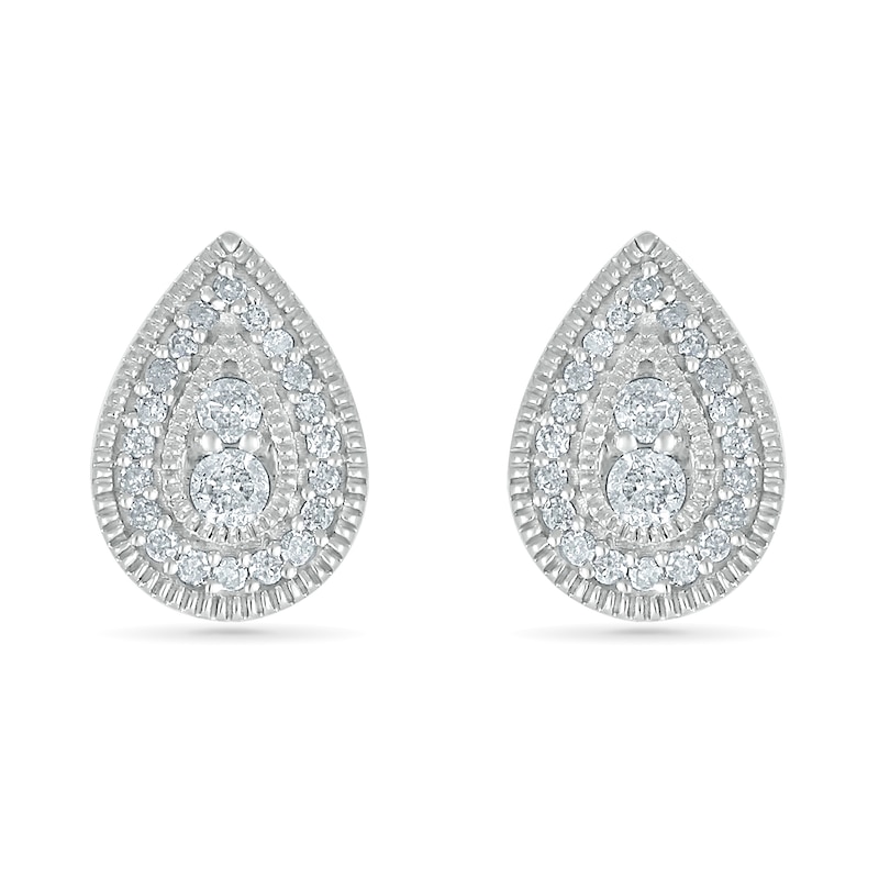 0.23 CT. T.W. Diamond Pear-Shaped Frame Vintage-Style Stud Earrings in 10K Gold