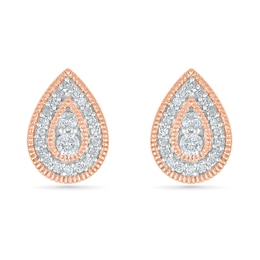 0.23 CT. T.W. Diamond Pear-Shaped Frame Vintage-Style Stud Earrings in 10K Rose Gold