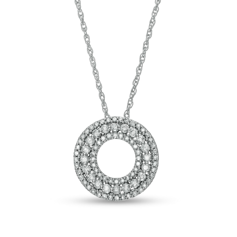 0.37 CT. T.W. Diamond Multi-Row Circle Pendant in 10K Gold|Peoples Jewellers