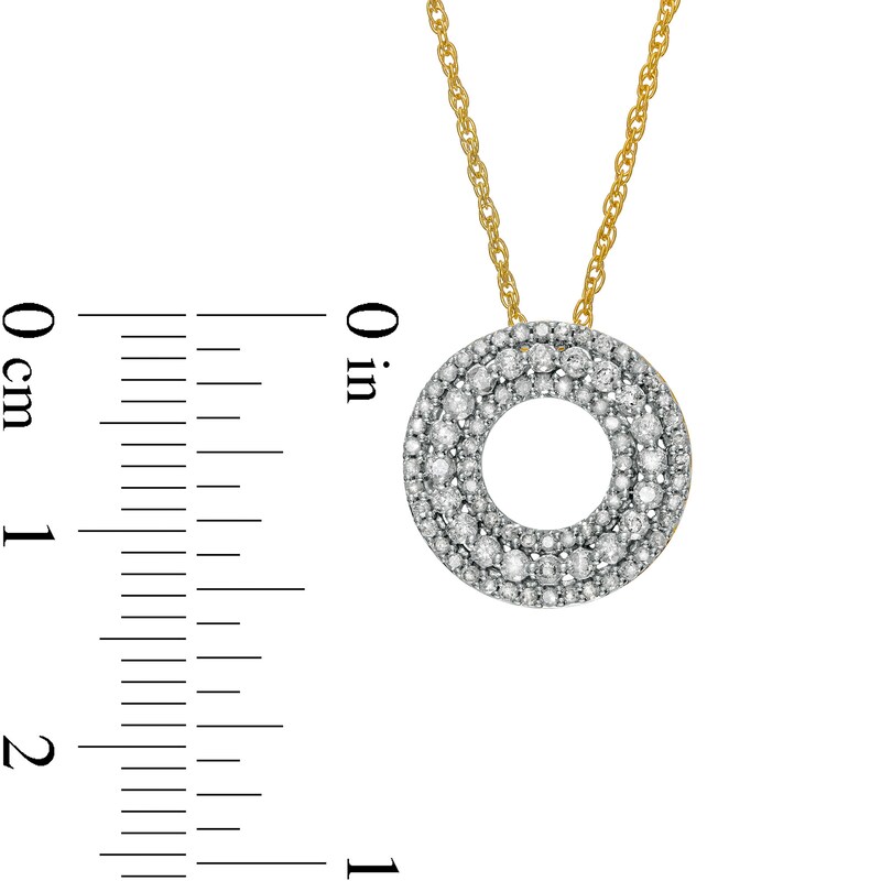 Main Image 3 of 0.37 CT. T.W. Diamond Multi-Row Circle Pendant in 10K Gold