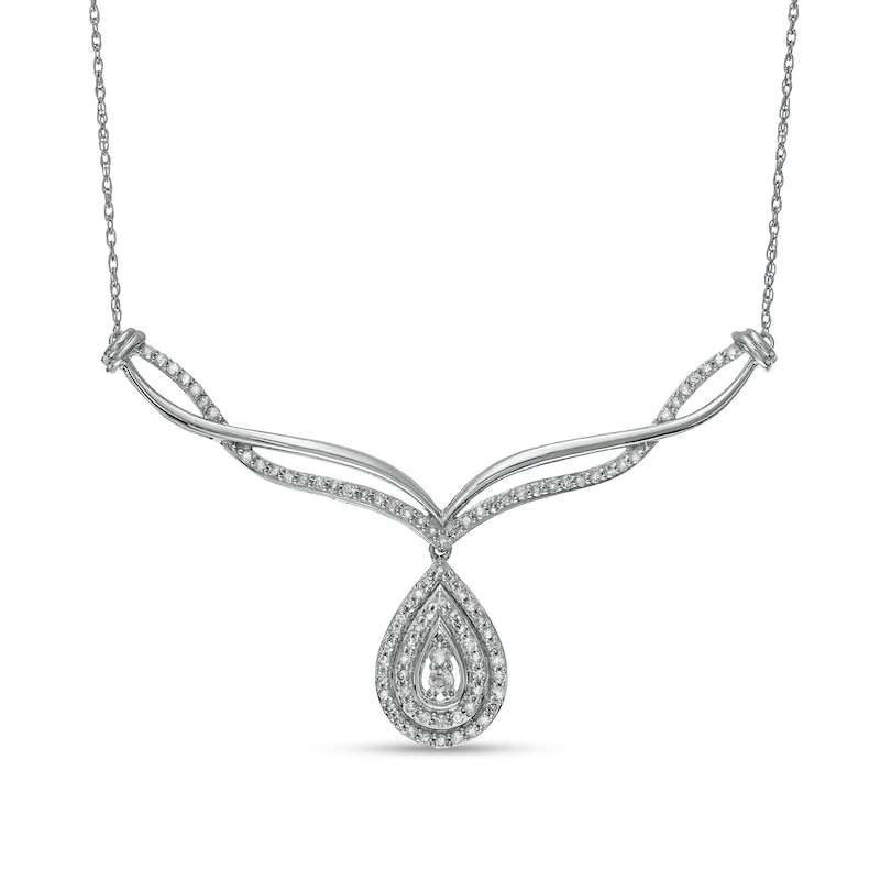 0.58 CT. T.W. Diamond Teardrop Necklace in 10K White Gold|Peoples Jewellers