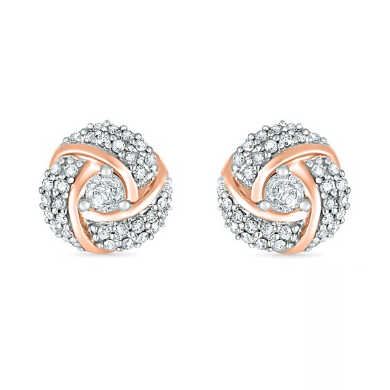 0.69 CT. T.W. Diamond Spiral Stud Earrings in 10K Rose Gold