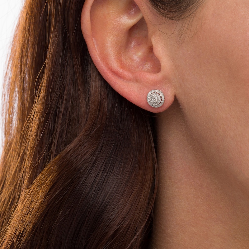 Main Image 2 of 0.23 CT. T.W. Composite Diamond Circle Stud Earrings in 10K White Gold