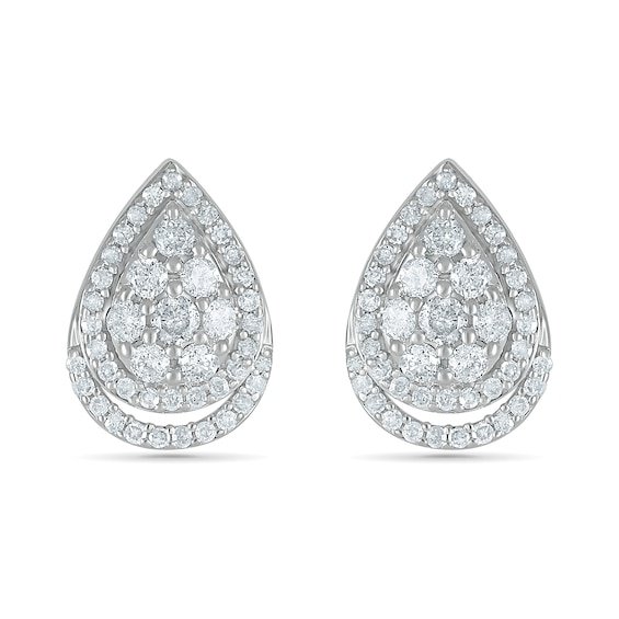 0.69 CT. T.W. Composite Diamond Teardrop Stud Earrings in 10K White Gold