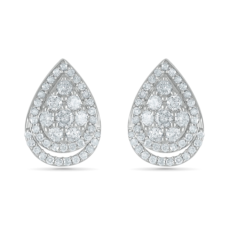 0.69 CT. T.W. Composite Diamond Teardrop Stud Earrings in 10K White Gold|Peoples Jewellers