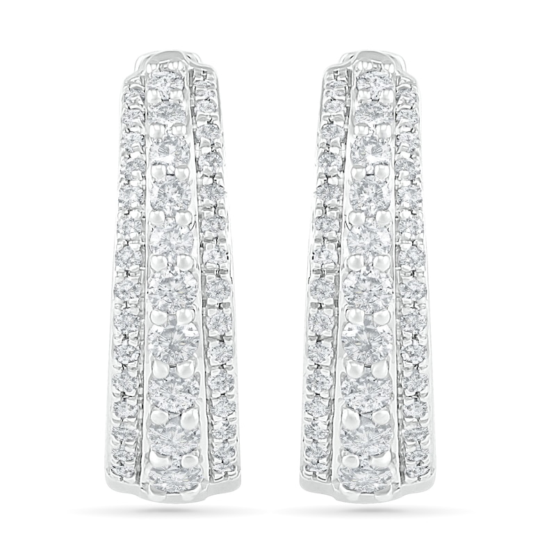 0.45 CT. T.W. Diamond Triple Row Hoop Earrings in 10K Gold|Peoples Jewellers