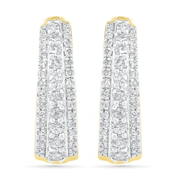 0.45 CT. T.W. Diamond Triple Row Hoop Earrings in 10K Gold