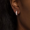 Thumbnail Image 1 of 0.45 CT. T.W. Diamond Triple Row Hoop Earrings in 10K Rose Gold