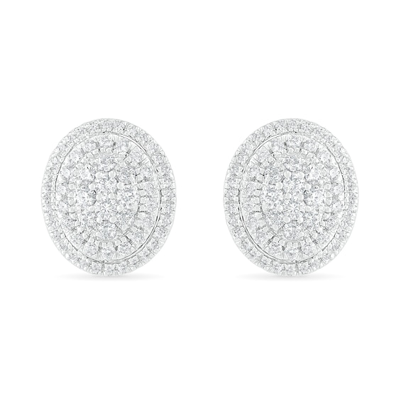 0.69 CT. T.W. Composite Oval Diamond Frame Stud Earrings in 10K Gold