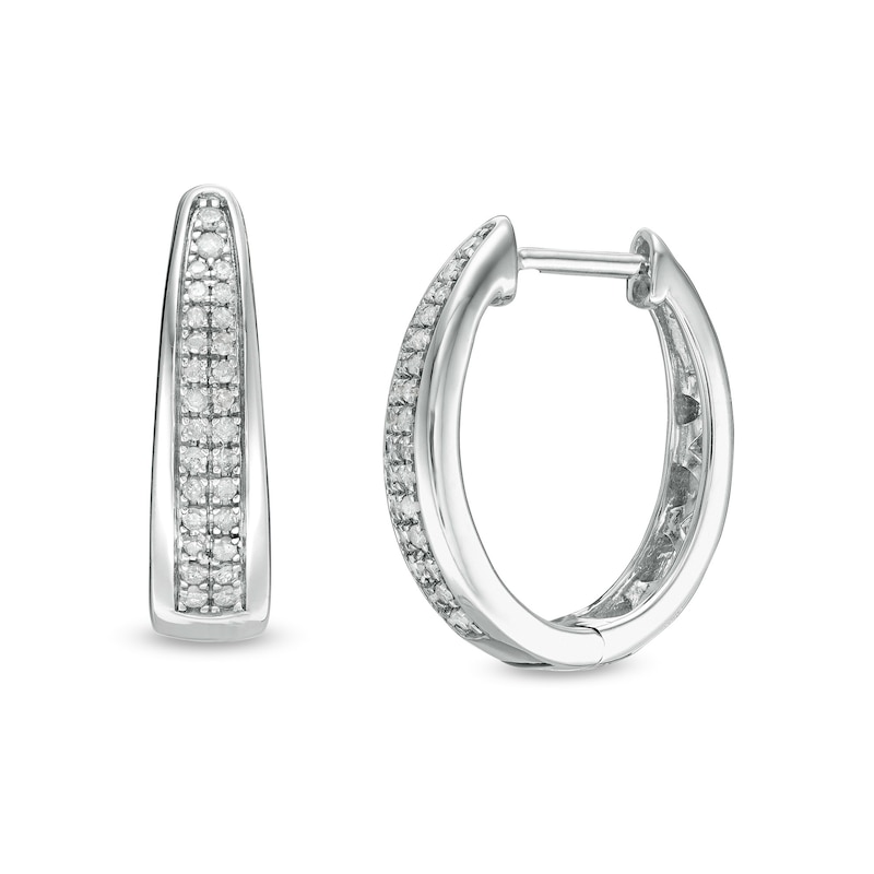 0.23 CT. T.W. Diamond Double Row Hoop Earrings in 10K Gold|Peoples Jewellers