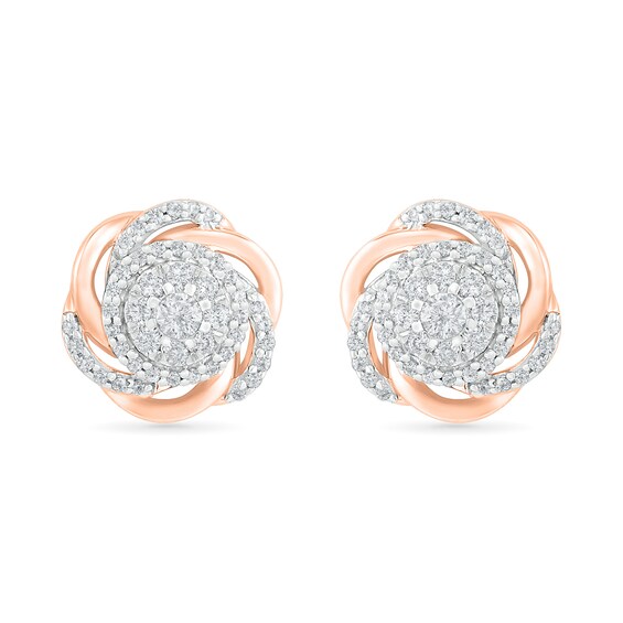 0.45 CT. T.W. Composite Diamond Love Knot Stud Earrings in 10K Rose Gold